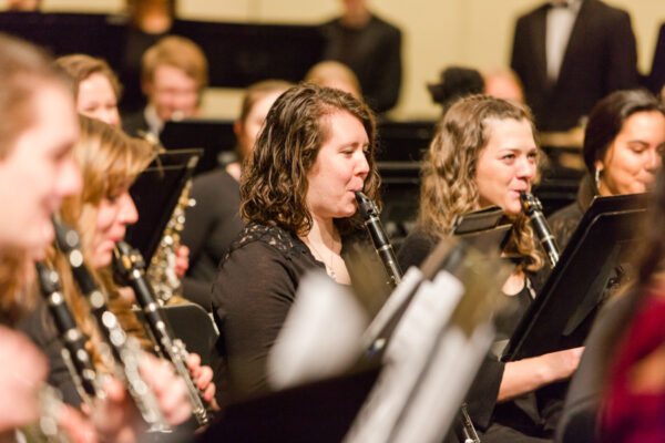 Musicians perform during a symphony band concert at WSU.