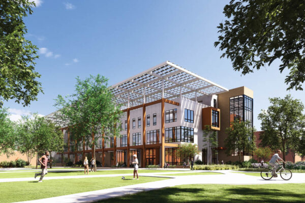 An architectural rendering of a concept design for the CICEL building on the WSU campus in Winona.