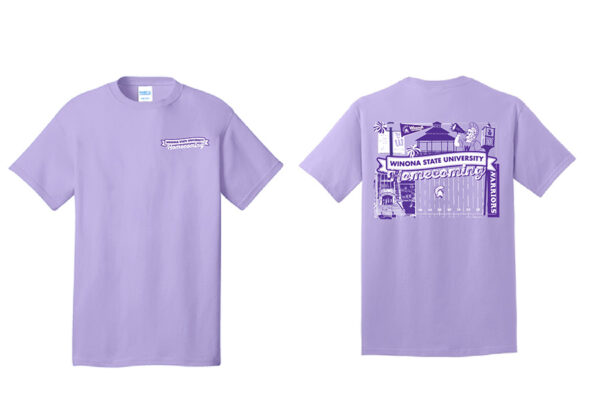 A mock up of the front and back of the design for the official WSU Homecoming 2024 t-shirt