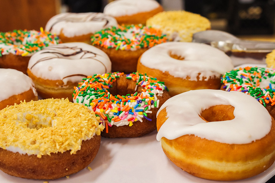 A spread of various donuts