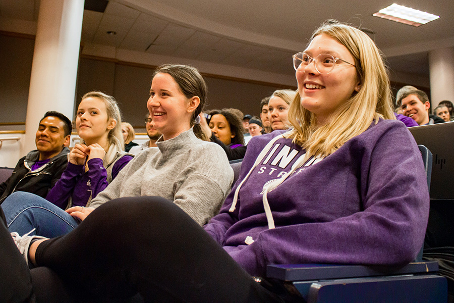 WSU students attending a large presentation