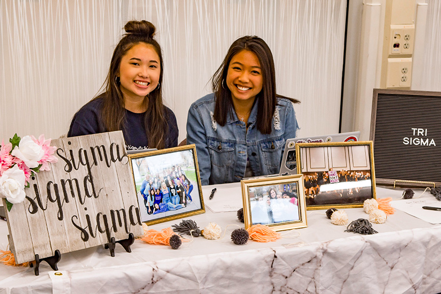 WSU students promoting a Greek Life organization