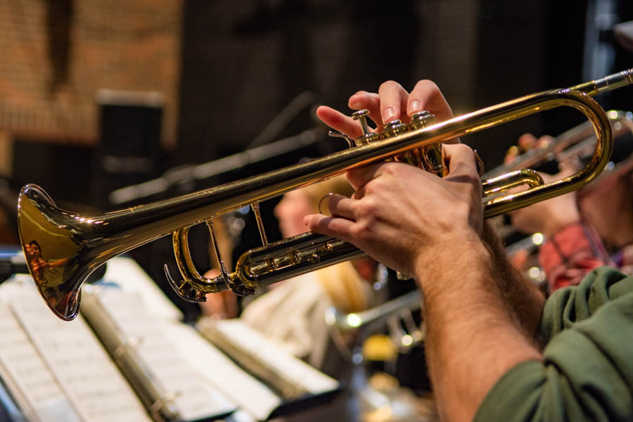 WSU student playing the trumpet