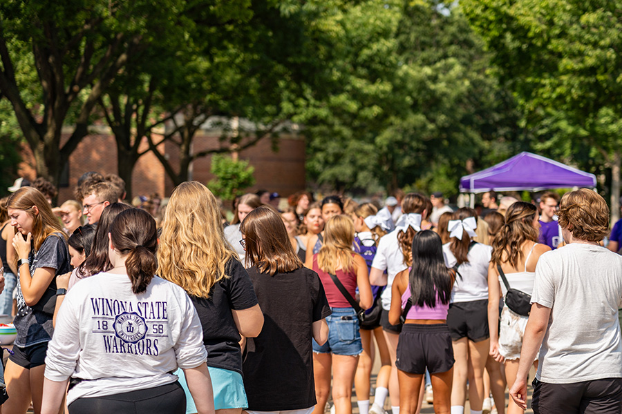 WSU students attending a campus club fair