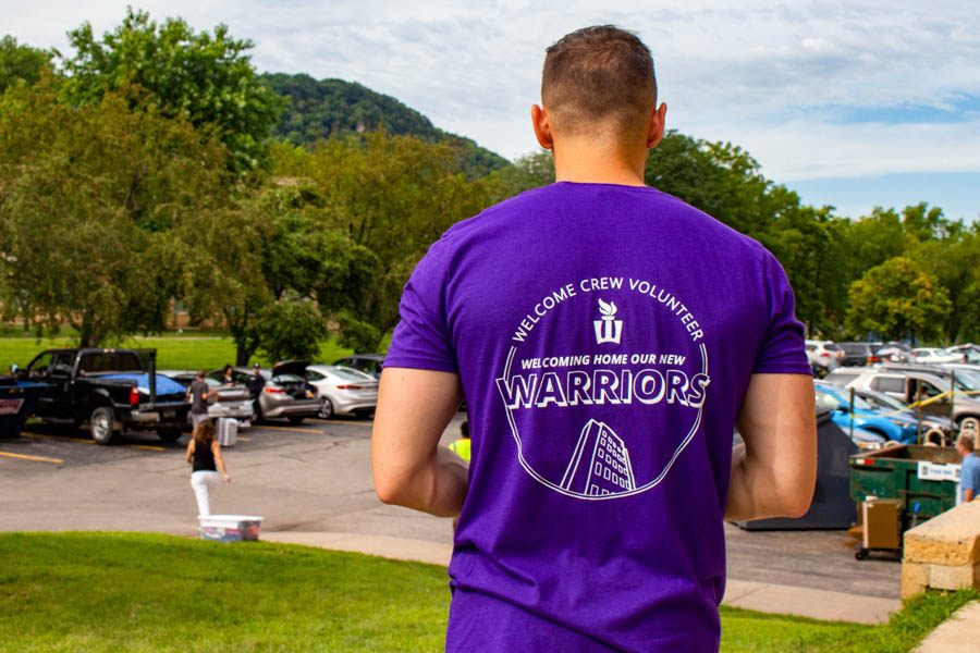 Back of Welcome Crew volunteer