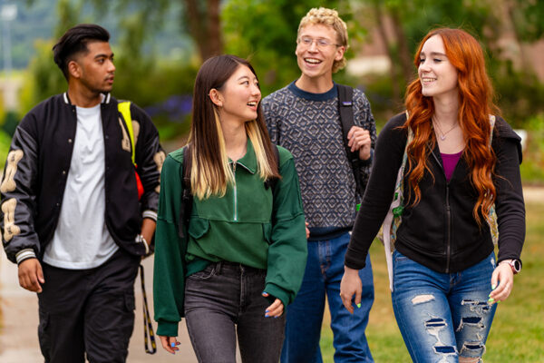 A group of WSU students walking on campus