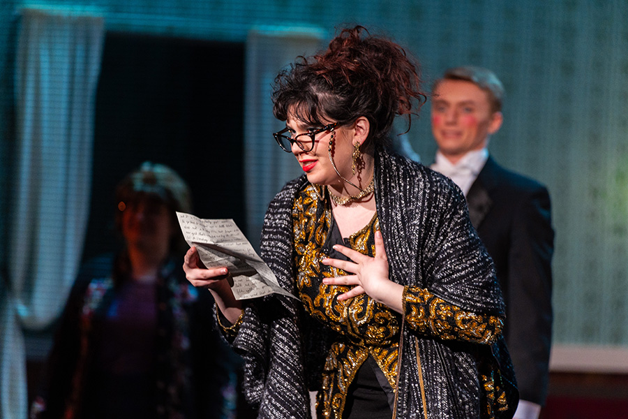 WSU student acting in a theater performance