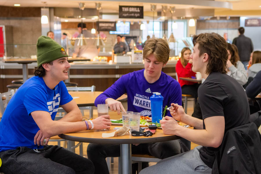 Students eating in the Jack Kane Dining Hall.