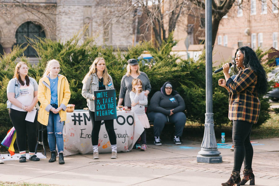 Speaker at the "Take Back the Night" event