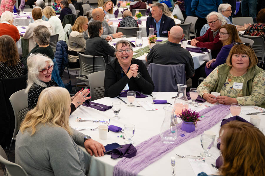 WSU retirees socializing at a luncheon event