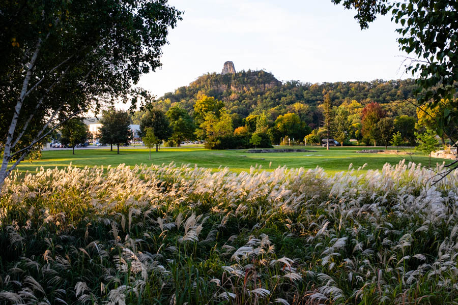 Drone capture of Winona park and Sugar Loaf Bluff.