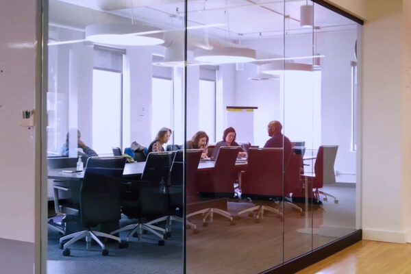 A group of professionals meet together for a training session at WSU-Rochester.