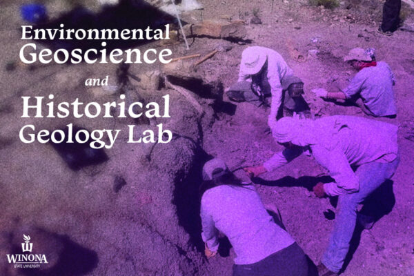 A graphic with a photo of students at a dig site and the text 