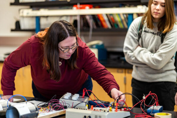 WSU Physics professor giving a demonstration to students