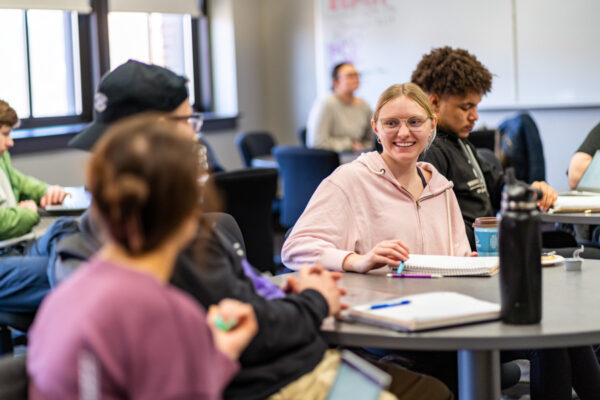 Students enjoy a discussion during class.
