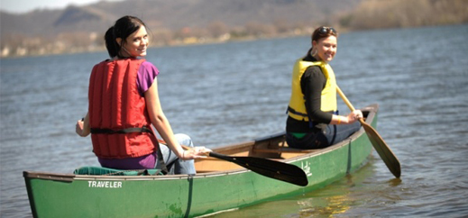 Students canoeing