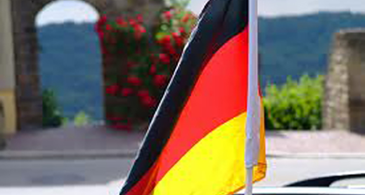 A black, red, and yellow flag.