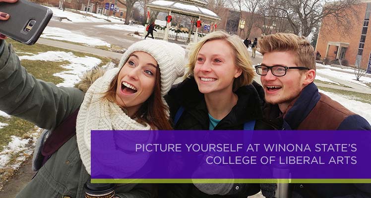 Students taking selfie on WSU campus