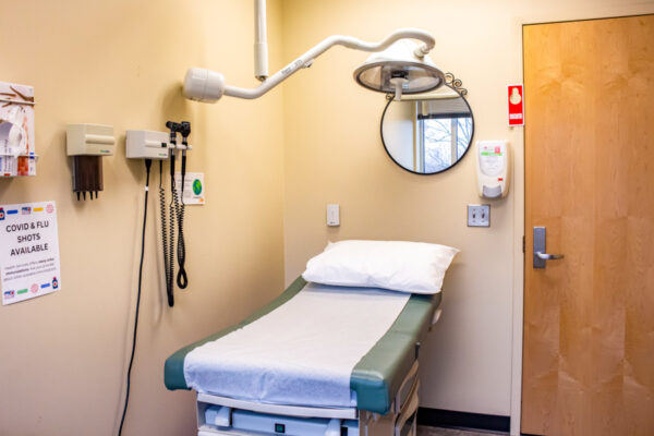 WSU Health Services exam rooms have standard equipment and exam tables.