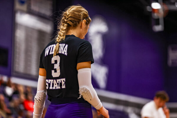WSU student athlete playing a game in the gym.