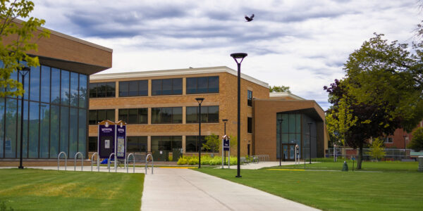 A exterior view of the Education Village buildings in Winona, MN.