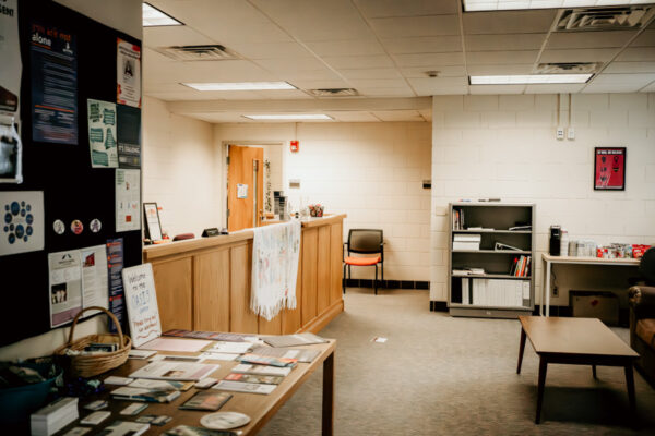 The front desk and entry way to the Advocacy Center on the WSU campus.