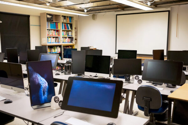 The Design Computer Lab provides many computer stations for students to use.