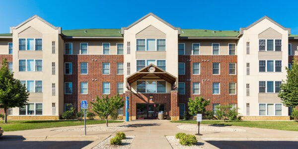 An exterior view of East Lake Apartments on the WSU campus in Winona.