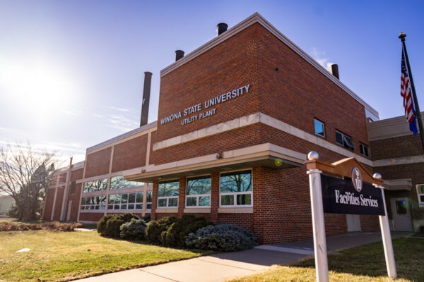 The exterior of the Facilities main building on the WSU campus in Winona.