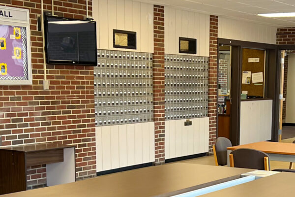 A view of the mail area in Prentiss-Lucas Hall.