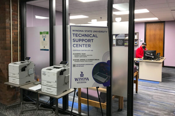 The entrance to the WSU-Rochester Tech Support Center on the RCTC campus in Rochester.