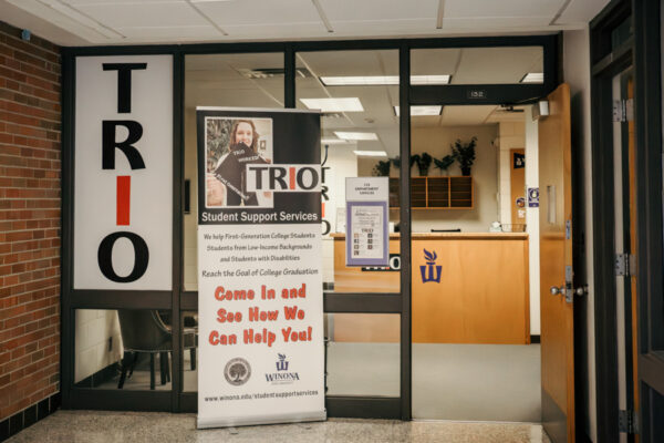 The front desk and entry way to the TRIO office on the WSU campus.
