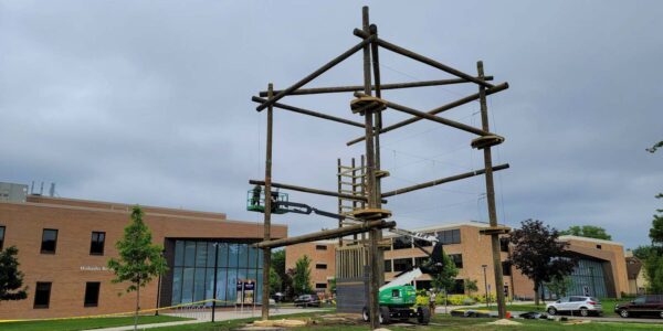 The High Ropes Course is in the final stages of construction outside Wabasha Recreation Center on the WSU campus in Winona.