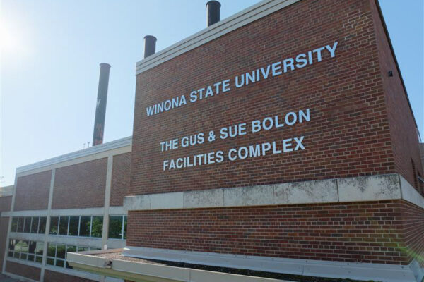 The exterior of the Gus & Sue Bolon Facilities Complex on the Winona State campus in Winona, MN.